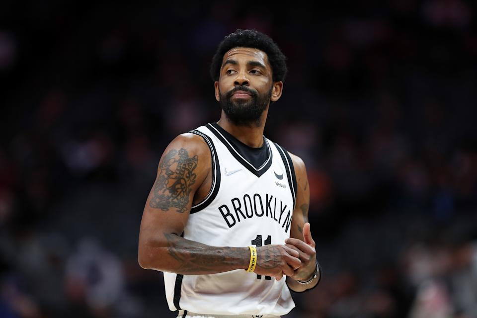 Brooklyn Nets guard Kyrie Irving (11) during the game against the Sacramento Kings at Golden 1 Center.  Mandatory credit: Sergio Estrada-USA TODAY Sports
